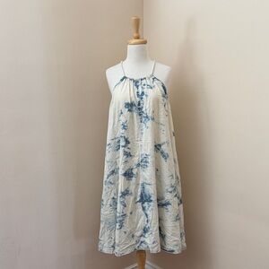 Anthropologie Holding Horses Womens S Blue Tie Dye Denim Swing Dress